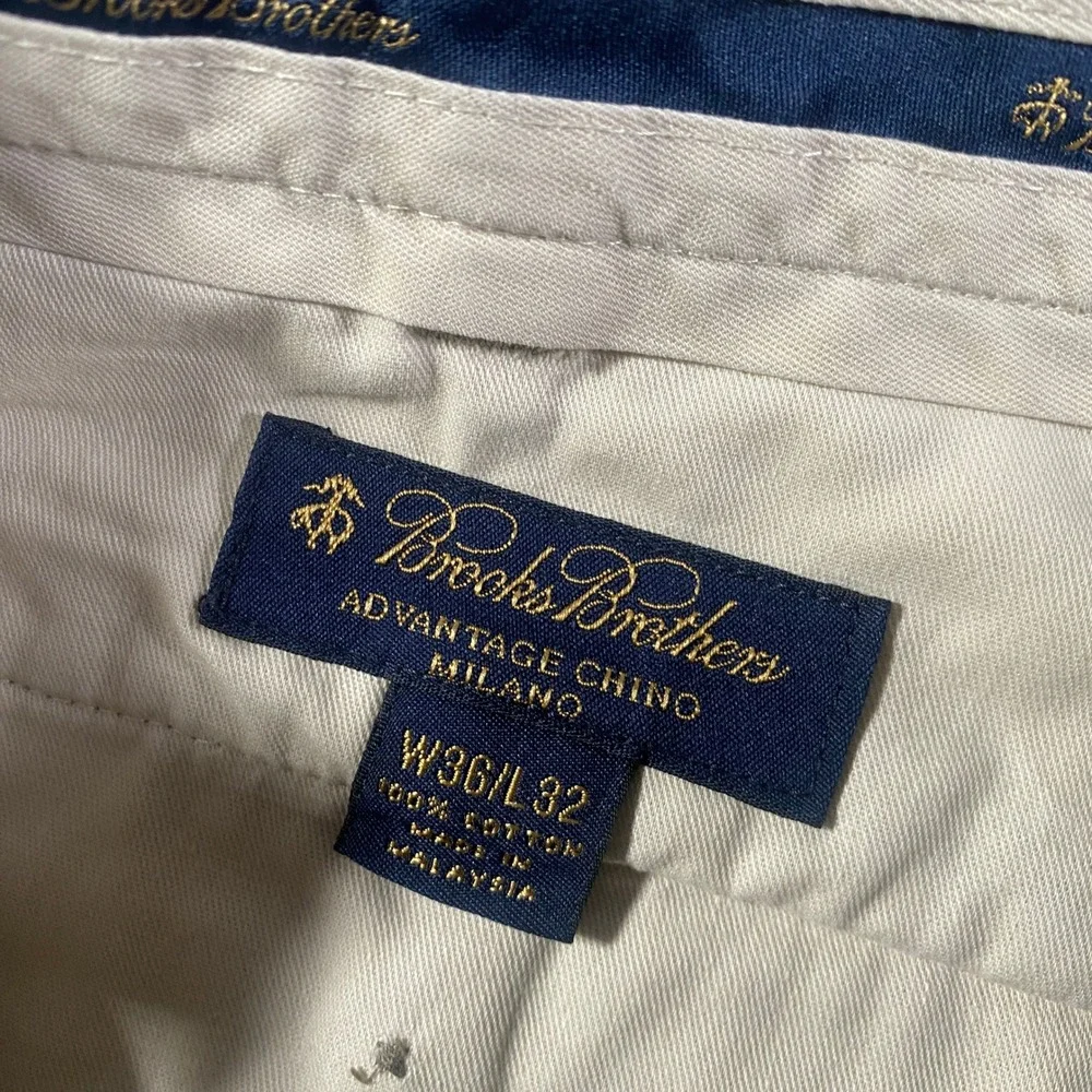 Lot of 2 Brooks Brothers Advantage Chino Milano Pants Mens W36 L32 Beige Cotton